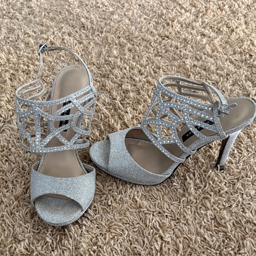 Caparros Glittering Silver Heels
